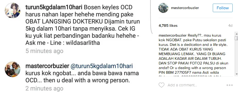 Deddy tak terima OCD diejek OL Shop © Instagram/mastercorbuzier