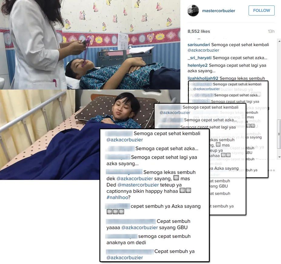 Get well soon Azka! © Instagram/mastercorbuzier