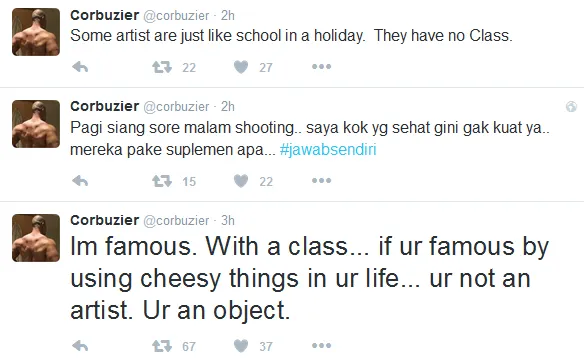 Deddy lebih berkelas ketimbang kebanyakan artis alay © Twitter/corbuzier