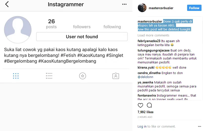 Deddy sukses usut akun @sukasinglet © Instagram/mastercorbuzier