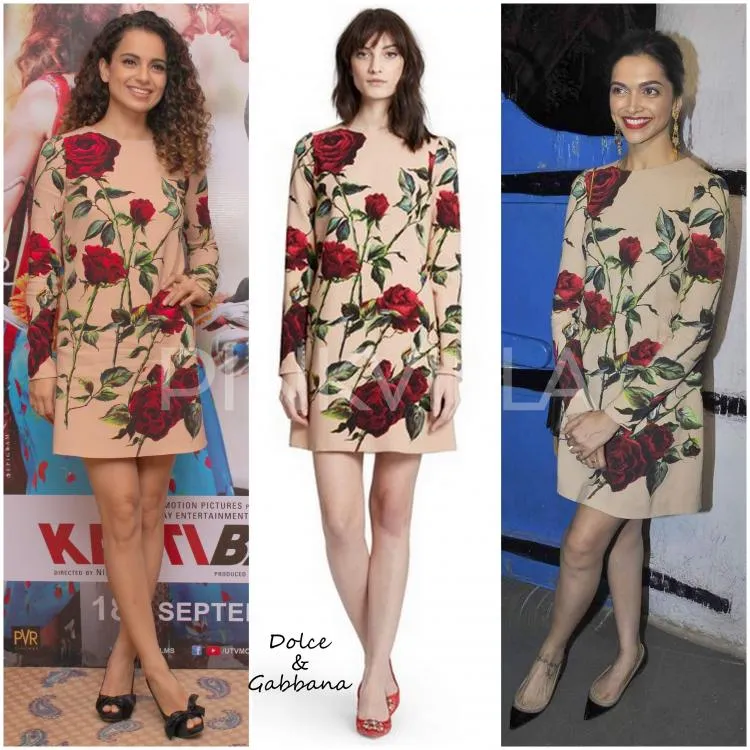 Deepika Padukone dan Kangana Ranaut pakai dress kembar. Siapa lebih cantik? ©pinkvilla