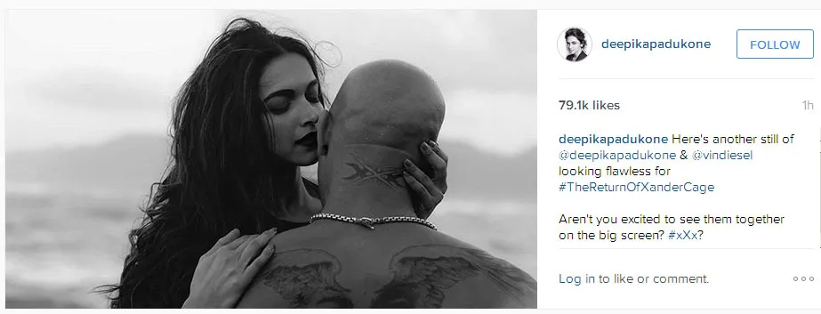 Ini dia pose mesra terbaru Deepika dan Vin Diesel © Instagram.com/deepikapadukone