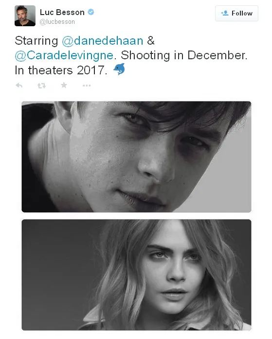 Tweet dari sutradara Luc Besson tentang film terbarunya VALERIAN © twitter.com/lucbesson