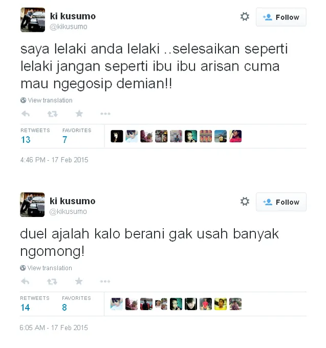 Tantangan Ki Kusumo untuk Demian / © Twitter