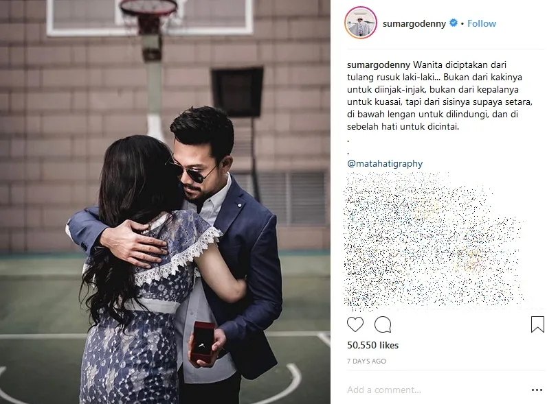Denny dan Dita sudah prewedding dan inikah cincin pertunangan mereka? ©instagram/sumargodenny