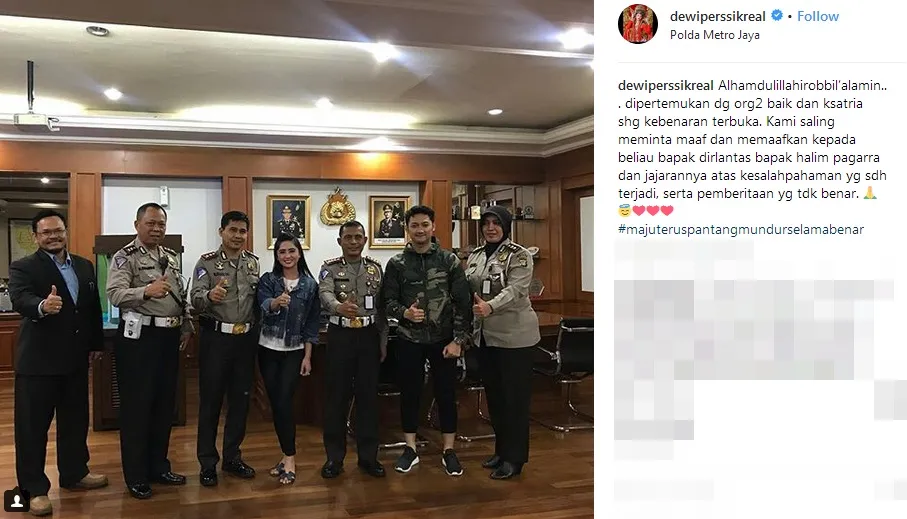 Depe berdamai dengan polisi ©instagram/dewiperssikreal