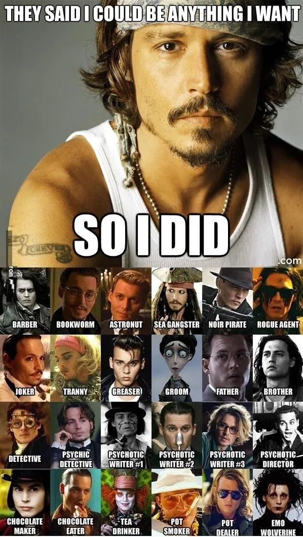 Kolase peran-peran Johnny Depp.