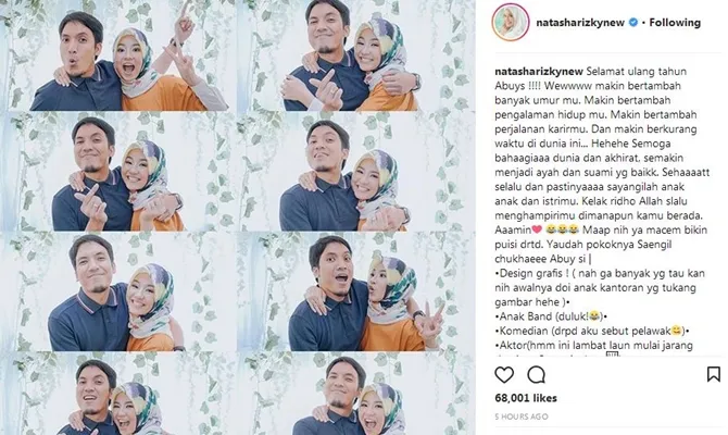 Natasha menghujani Desta dengan kalimat romantis saat ulang tahun. © Instagram/natasharizkynew
