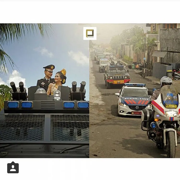 Iring-iringan polisi mewarnai pernikahan Dewa Yoga dan Kadek Devi. ©nstagram.com/kddevie