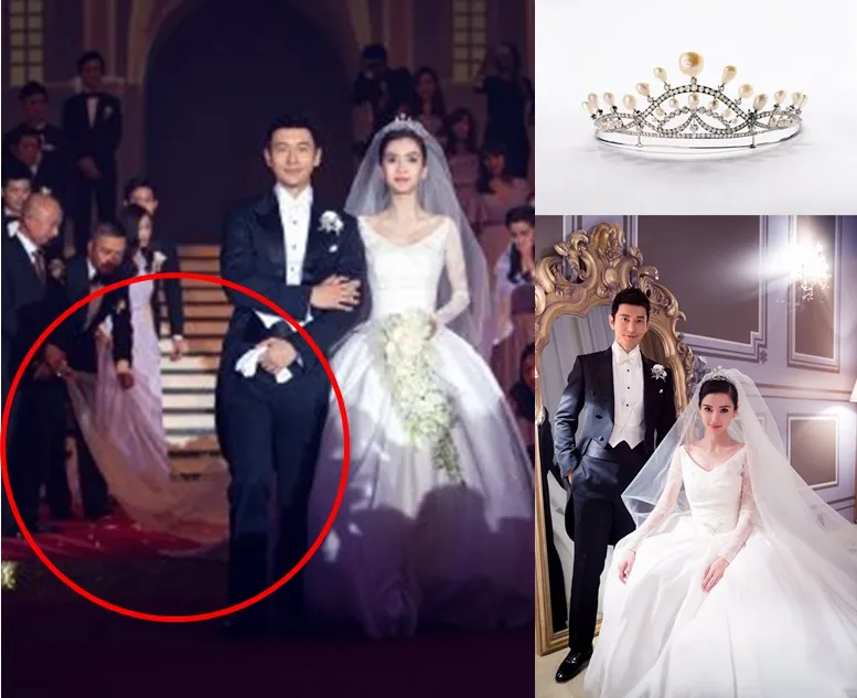 Penampakan gaun dan tiara megah Angelababy. © istimewa