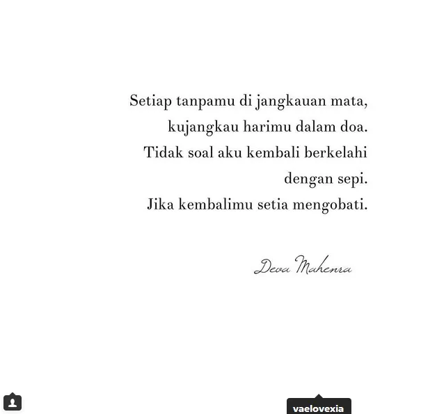 Puisi manis Deva buat Velove ©instagram/devamahenra