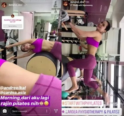 Devi Demplon lakukan pilates. (credit: Instagram.com/demplon_devi)