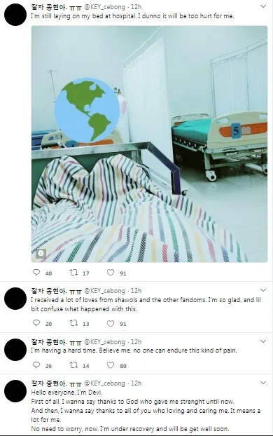 Postingan Devi, tengah dirawat di rumah sakit. Štwitter @key_cebong
