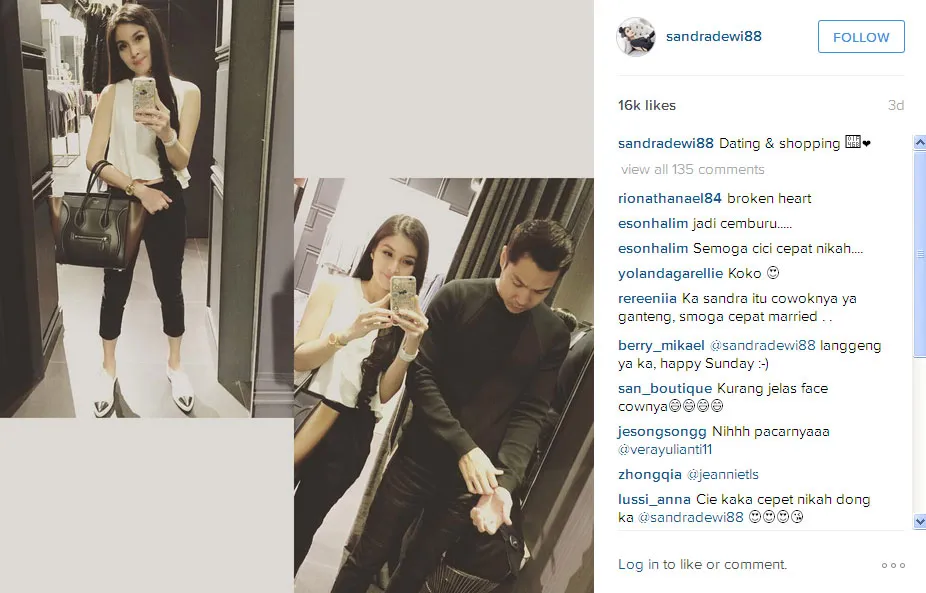 Sandra Dewi pose bareng pria © Instagram/sandradewi
