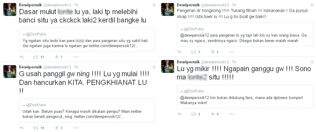 Tweet pertengkaran Depe dan Zion / © Twitter