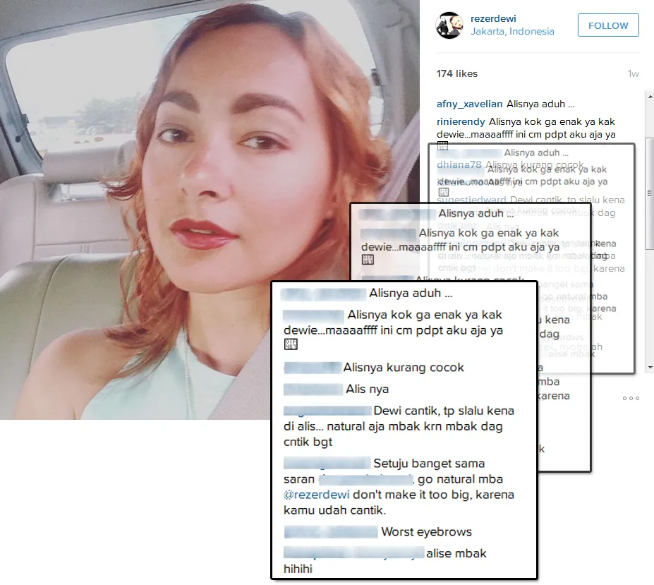 Hujatan netizen terhadap postingan Dewi © Instagram/rezerdewi