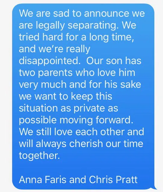 Pernyataan Anna Faris soal perceraiannya dengan Chris Pratt © Twitter.com/annakfaris