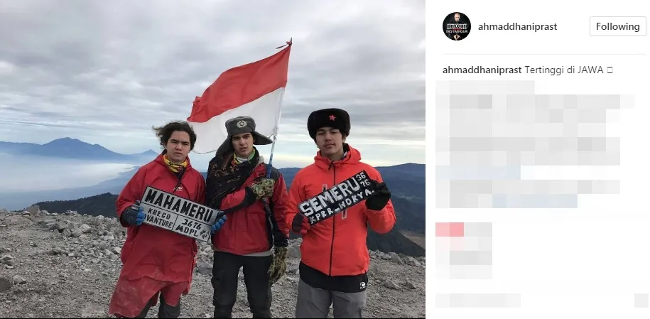 Dhani bangga anak-anaknya sampai puncak tertinggi di Jawa ©instagram/ahmaddhaniprast