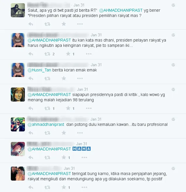 Komentar netizen mengenai Tweet Dhani / © Twitter