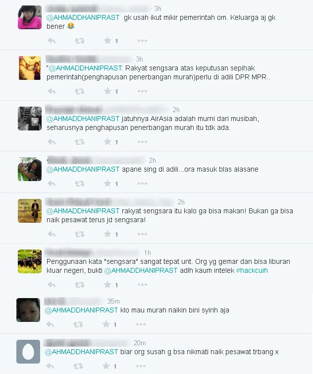 Komentar user mengenai tulisan Dhani / © Twitter