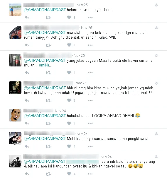 Komentar netizen terhadap tweet Dhani © Twitter/ahmaddhaniprast