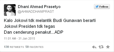 Tweet Dhani mengenai Jokowi 1 / © Twitter