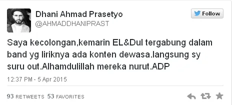 Dhani larang El dan Dul bergabung di NONSTOP / © Twitter