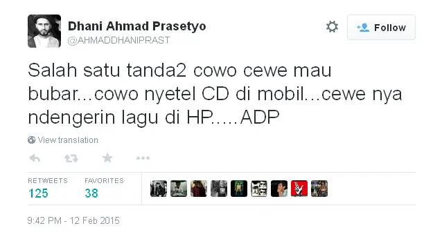 Tweet Dhani mengenai hubungan sepasang kekasih / © Twitter