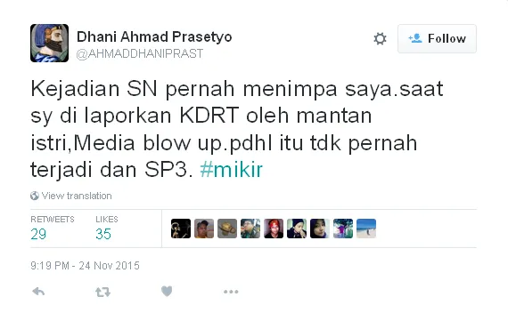 Dhani sindir kasusnya dengan Maia © Twitter/ahmaddhaniprast