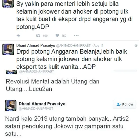 Dhani sering kritik Jokowi dan Ahok © Twitter
