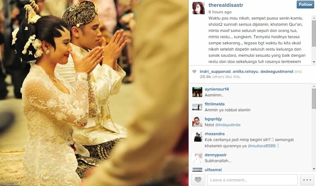 Happy Anniversary Dian Sastro dan Indra. @instagram/therealdisastr