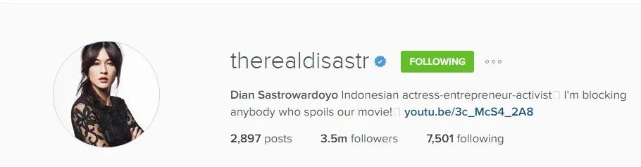 Bio Dian Sastro © Instagram