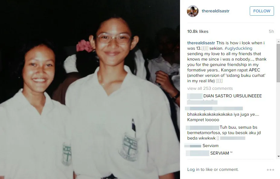 Dian Sastro saat masih 13 tahun © instagram.com/therealdisastr