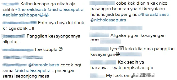 Netizen baper lihat postingan Dian © Instagram/therealdisastr