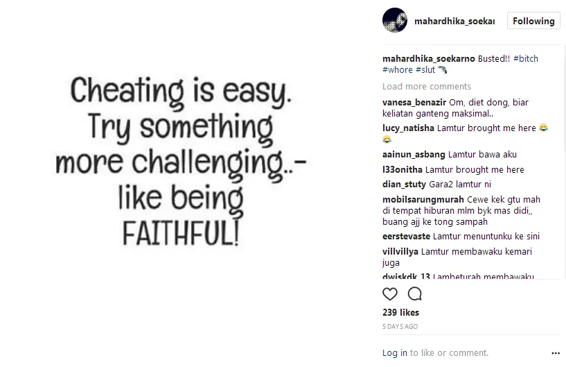 Didi sindir Vanessa? © Insatgram/mahardi_soekarno