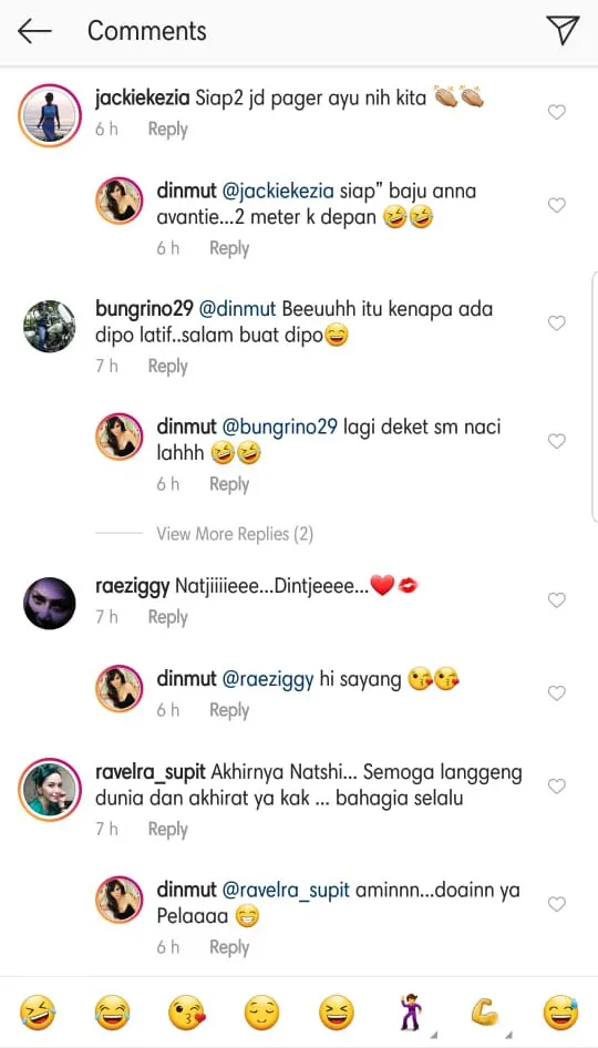 Komentar teman-teman soal hubungan Dipo Latief. © Instagram.com/dinmut