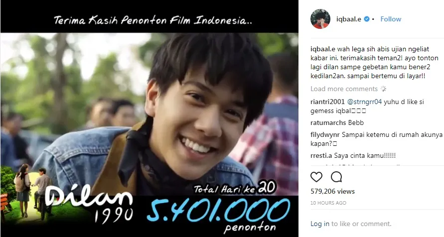 Postingan Iqbaal yang jadi bahasan sederet artis cantik. cr: instagram.com/iqbaal.e
