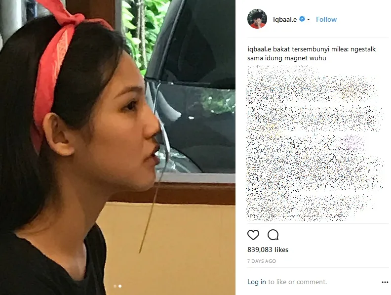 Tak hanya stalking, Vanesha juga punya kekuatan magnet di hidungnya! Credit: via instagram.com/iqbaal.e
