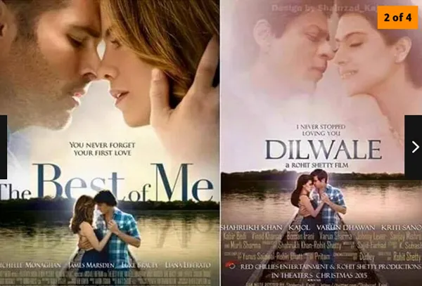 Poster Dilwale yang mirip dengan The Best Of Me/©veritenews.com