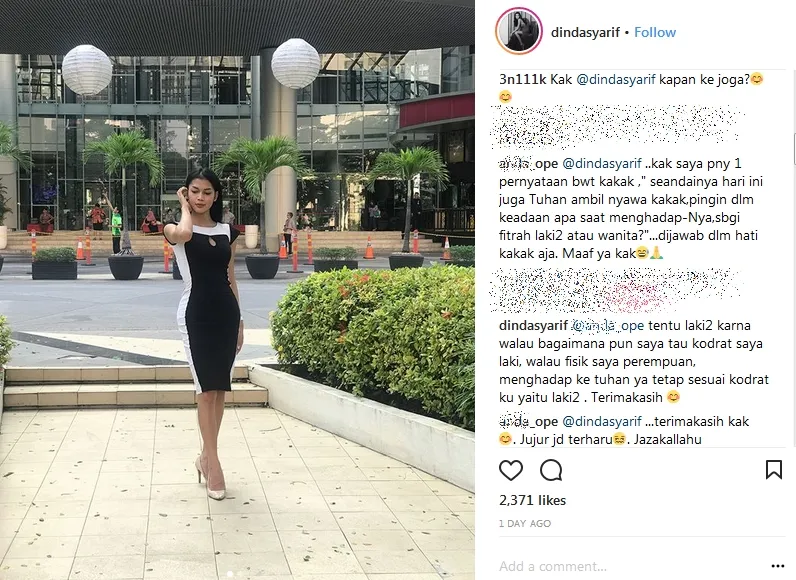 Dinda Syarif akui kodratnya sebagai laki-laki ©instagram/dindasyarif
