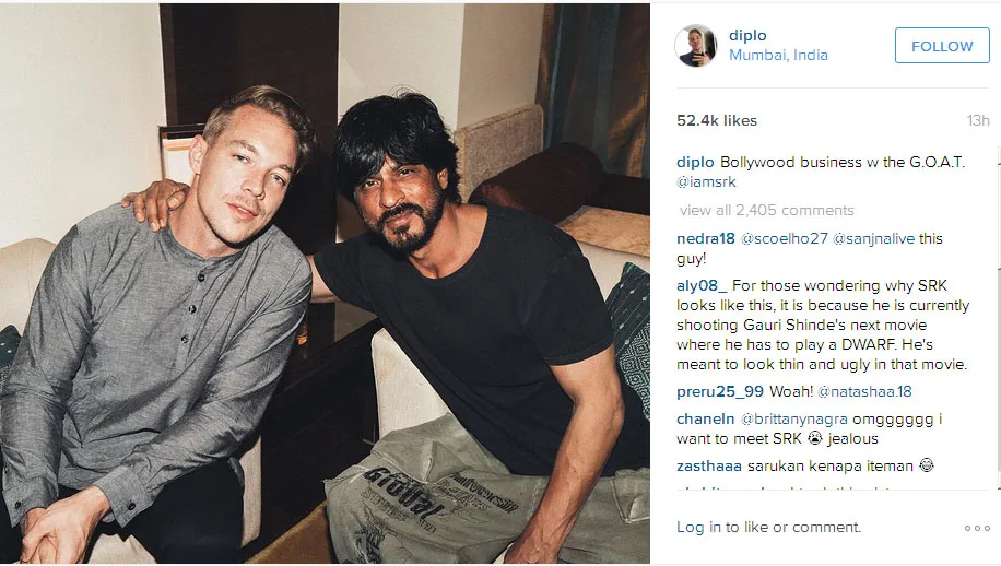 Ini dia pose akrab DJ Diplo dan Shahrukh Khan © Instagram.com/diplo