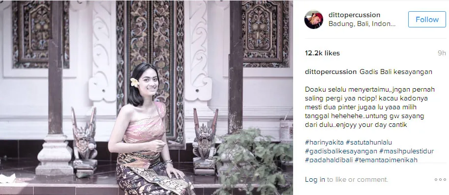 Ditto selalu berikan doanya buat istri tercinta © Instagram.com/dittopercussion