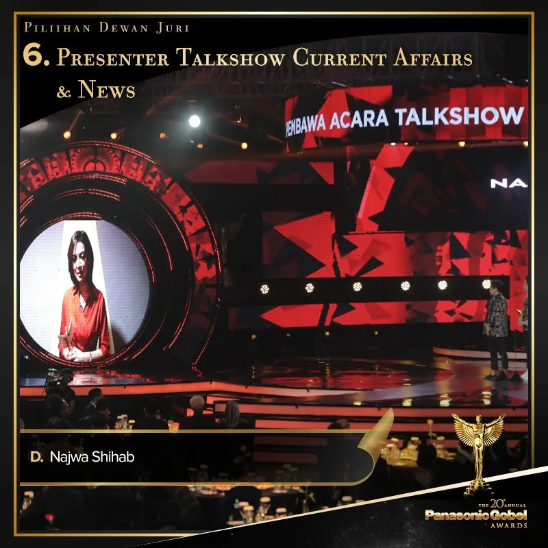 Najwa Shihab jadi pemenang 'Pembawa Acara Talkshow Current Issue' © Twitter/PGAwards