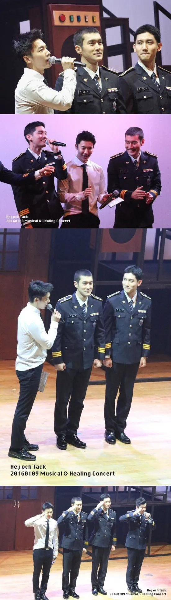 Pertemuan Donghae dengan duo polisi baru Siwon dan Changmin. © allkpop.com
