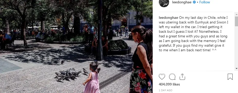 Donghae cerita soal dompetnya © instagram.com/leedonghae