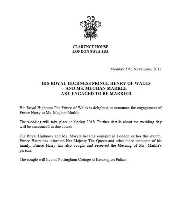 Statement dari Pangeran Harry dan Meghan Markle © Twitter.com/kensingtonroyal