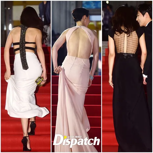 Baek Ye Jin dan Lee Ha Ni yang tak canggung pamerkan punggung indah nan cantik. ©Dispatch.co.kr