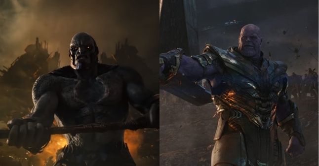 Comparison of Darkseid's initial appearance with Thanos