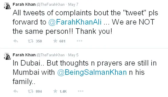 Ini dia kicauan konfirmasi dari Farah Khan bernada sinis yang ditujukan untuk pengguna Twitter yang menghinanya @twitter.com/TheFarahKhan