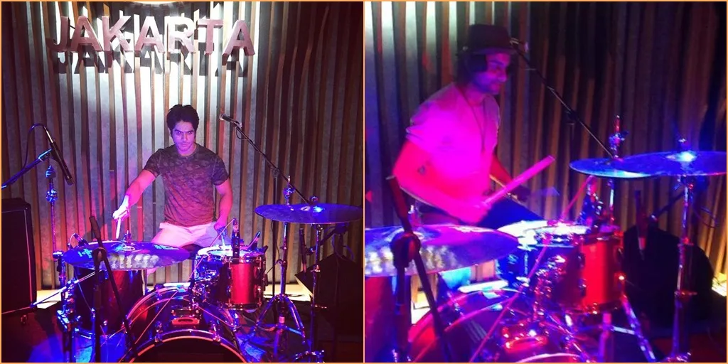 Lavanya (kiri) dan Rohit saat bermain drum. @instagram.com